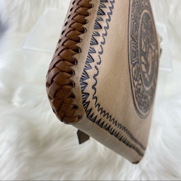 NEW RAW LEATHER MEXICAN CROSSBODY BAG - Picture 5 of 14